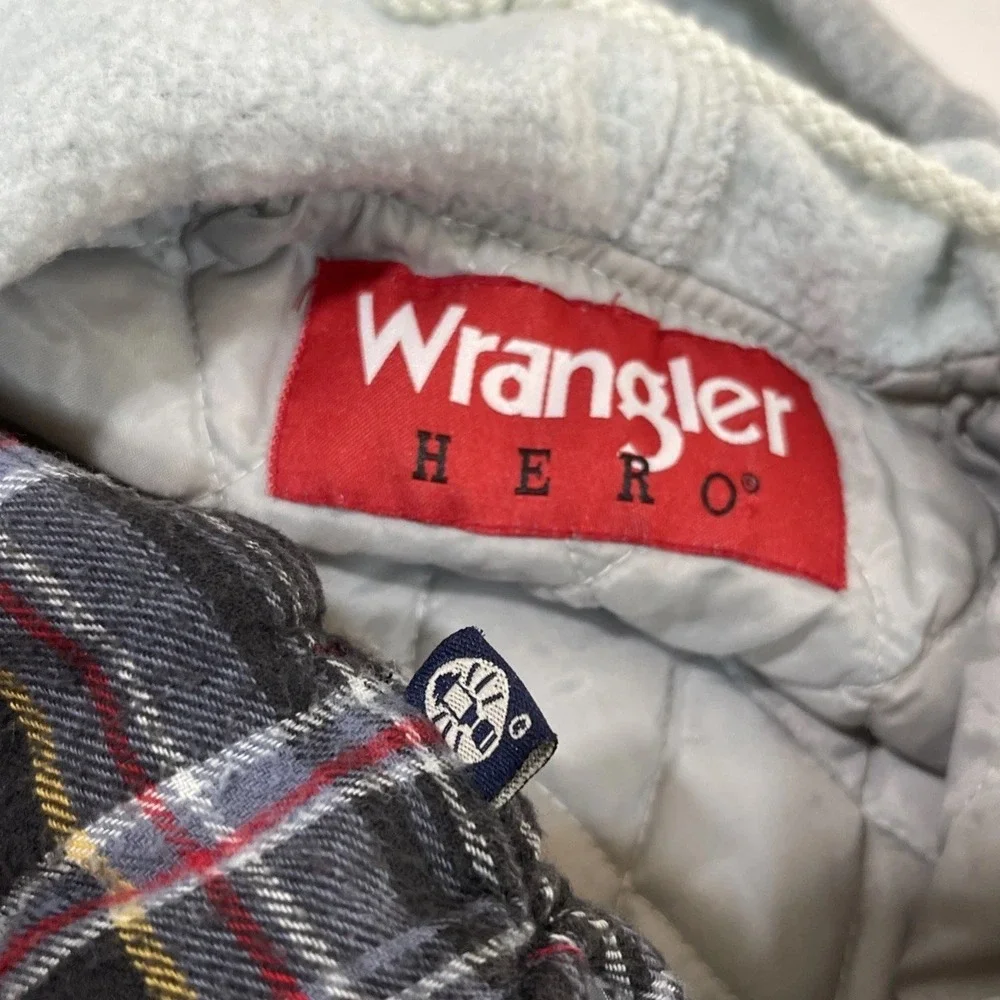 Vintage Wrangler Quilted Lined Plaid Flannel Button Western Shirt Jacket Mens XL